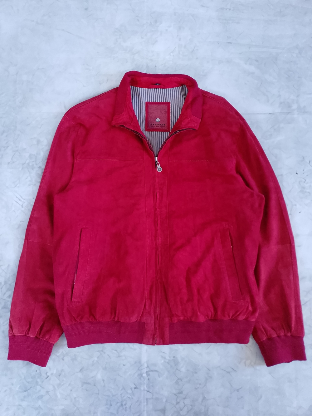 TRAPPER Brand Red Men's GOAT Suede Zip-Up Jacket